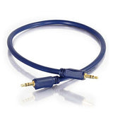 C2G 40940 Velocity 3.5mm M/M Stereo Audio Cable, Aux Cable, Blue (150 Feet, 45.72 Meters)