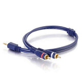 C2G 40614 Velocity One 3.5mm Stereo Male to Two RCA Stereo Male Y-Cable, Blue (6 Feet, 1.82 Meters)