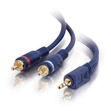 C2G 40616 Velocity One 3.5mm Stereo Male to Two RCA Stereo Male Y-Cable, Blue (25 Feet, 7.62 Meters)