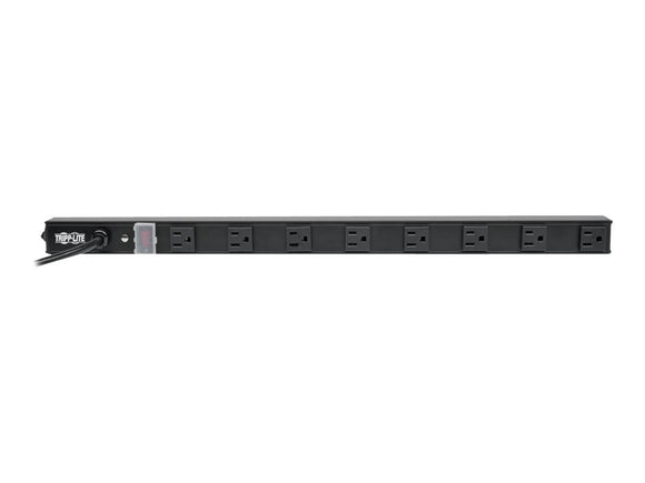 Tripp Lite 8 Outlet Power Strip, 120V, 15A, NEMA 5-15R, 5-15P Plug, Black, 24