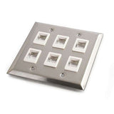 Cables to Go 6-Port Dual Gang Keystone Wallplate-Stainless Steel