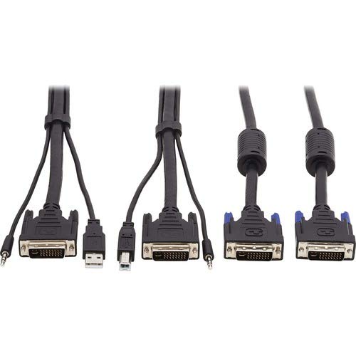 Tripp Lite Dual DVI KVM Cable Kit 3 in 1 DVI USB 3.5mm Audio 3xM/3xM 10ft (P784-010-DV)