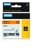 DYMO Industrial Labels for DYMO Industrial Rhino Label Makers, Black on Orange, 1/2", 1 Roll (18435), DYMO Authentic