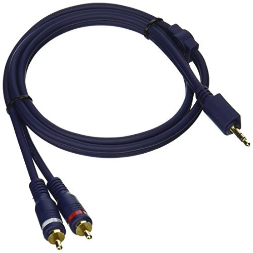 C2G 40613 Velocity One 3.5mm Stereo Male to Two RCA Stereo Male Y-Cable, Blue (3 Feet, 0.91 Meters)