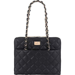 Sandy Lisa St. Tropez Quilted Purse, Carrying Bag for Tablet, Black/Gold