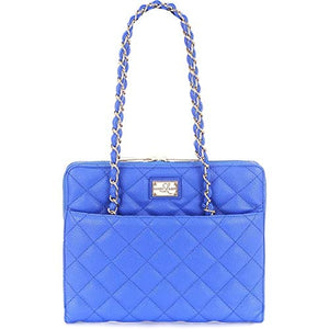 Sandy Lisa St. Tropez Quilted Purse, Carrying Bag for Tablet, Blue/Gold