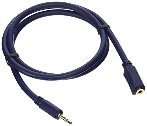 C2G 40607 Velocity 3.5mm M/F Stereo Audio Extension Cable, Blue (3 Feet)