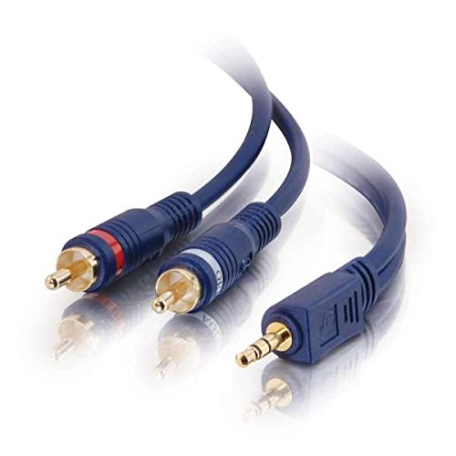 C2G 40614 Velocity One 3.5mm Stereo Male to Two RCA Stereo Male Y-Cable, Blue (6 Feet, 1.82 Meters)