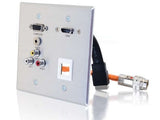 C2G 60116 RapidRun Double Gang VGA + 3.5mm + Composite Video + Stereo Audio + Keystone + HDMI Pass Through Wall Plate, Aluminum