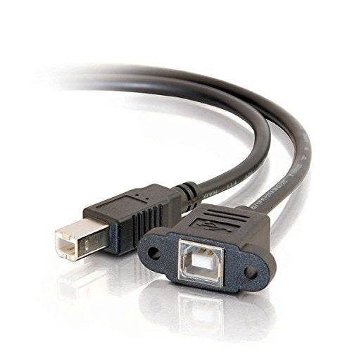 C2G 28072 Panel-Mount USB 2.0 B Female to B Male Cable, Black (1.5 Feet, 0.45 Meters)