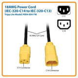 Tripp Lite P004-004 4 Feet IEC-320-C14 to IEC-320-C13 18AWG Power Cord