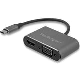 StarTech.com USB-C to VGA and HDMI Adapter - 2-in-1-4K 30Hz - Space Grey - Windows & Mac Compatible (CDP2HDVGA)