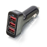 C2G USB Smart Car Charger with 3 Ports Electronics Cable Connector Black (21071)