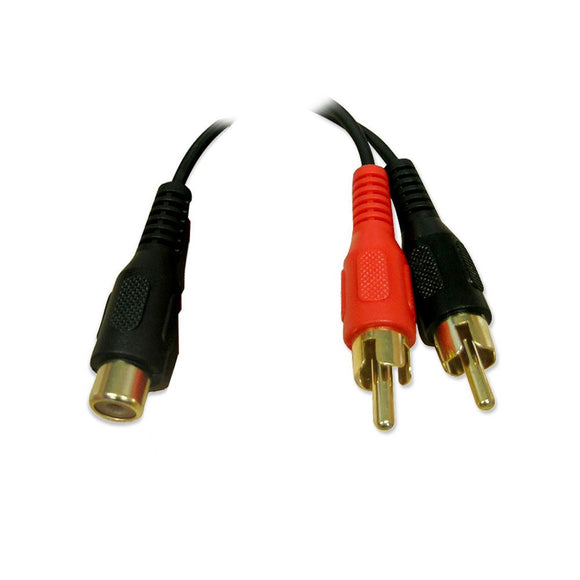 RCA F to 2 RCA M Cable - BK, 6ft