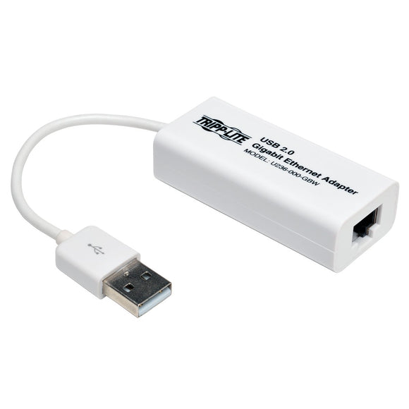 TRIPP LITE USB 2.0 Hi-Speed to Gigabit Ethernet NIC Network Adapter, White (U236-000-GBW)