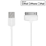 Amzer MFi Certified 1m 30-Pin to USB Sync and Charge Cable - Retail Packaging - White