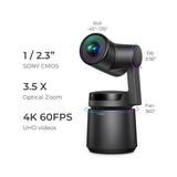 OBSBOT Tail AI Camera, 4K/60fps Video and 12 MP Photos,3-Axis Gimbal with Integrated Camera,AI Tracking Shooting 360，Attachable to Smartphone, Android, iPhone（Black）