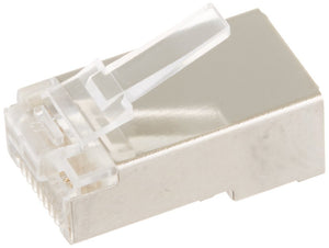 C2G 27577 RJ45 Shielded Cat5 Modular Plug (with Load Bar) for Round Solid or Stranded Cable Mulitpack (25 Pack) Clear