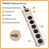 Tripp Lite PM6SN1 Waber Surge Protector Strip Metal 6 Outlet 6-Feet Cord