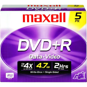 Maxell 634032 DVD+R 4.7GB DVD Recordable Disc, 5-Pack