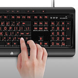 The AZIO by Aluratek Large Print Tri-Color Illuminated USB Keyboard Model (AKBLED01F)