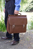 McKlein 80334 USA Halsted 15" Leather Double Compartment Laptop Briefcase Brown