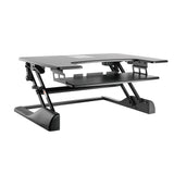 Techly Adjustable Sit and Stand Desk Computer Riser- Dual Monitor Stand workstation with Height Adjustable with Upgraded Gas Spring - Ergonomic keyboard tray- Up to 2 Monitors and 15kg/33lb capacity - Easy Installation - Black