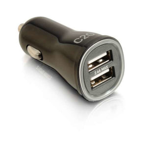 C2G USB Smart Car Charger with 2 Ports Electronics Cable Connector Black (21070)