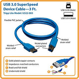 Tripp Lite U322-003 3 Feet USB 3.0 Super Speed 5Gbps A-B Device Cable (Blue)