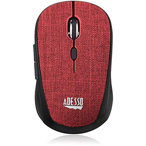 Adesso 2.4Ghz Wireless Red Fabric Mini Optical Mouse, 5-Button, Fabric Surface