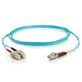 C2G 0.5m LC-SC 10Gb 50/125 OM3 Duplex Multimode PVC Fiber Optic Cable - Aqua - Fiber Optic for Network Device - 1.6 ft - 1 x LC Male Network - 1 x SC Male Network - Aqua