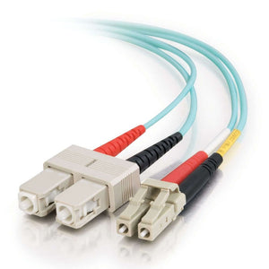 C2G/Cables to Go 01126 LC-SC 10Gb 50/125 OM3 Duplex Multimode PVC Fiber Optic Cable - Aqua (7 Meter)