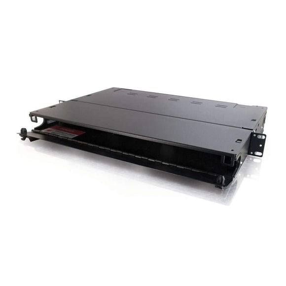 C2G 39101 Q-Series 1u 3-Panel Rackmount Fiber Optic Enclosure, Black, TAA Compliant