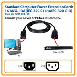 Computer Power Extension Cord 13a, 16awg (Iec-320-C14 to Iec-320-C13) 3-Ft. (P004-003-13A)