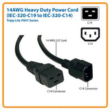 Tripp Lite P047-002 2-Feet 14AWG Heavy Duty Power Cord, IEC-320-C19 to IEC-320-C14