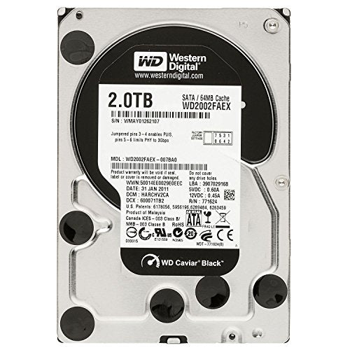 Western Digital 2 TB 3.5-Inch 7200 RPM SATA III 64 MB Cache Desktop Hard Drive WD2002FAEX (Black)