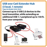 4-Port High Speed USB 2.0 Over Cat5 Hub with 3 Local Ports and 1 Remote Port