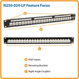 24port Cat6/Cat5e Low Profile Wallmount Patch Panel 1u Taa Gsa