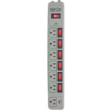 TRIPP LITE Eco Green Surge Protector Switched 7 Outlet Conserve Energy, Gray - TRPTLP76MSG