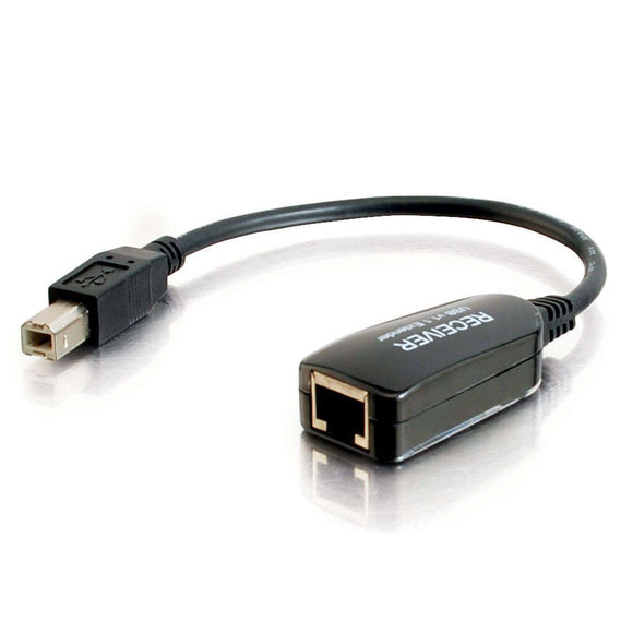 C2G 29353 1-Port USB 1.1 over Cat5 Superbooster Extender Dongle, RJ45 Female to USB B Male Receiver, Black