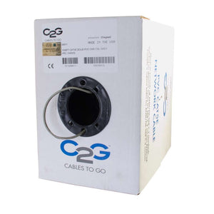 C2G 56011 Cat5e Bulk Cable - Unshielded Ethernet Network Cable with Solid Condutcors, Riser CMR-Rated, TAA Compliant, Gray (1000 Feet, 304.8 Meters) (Made in the USA)