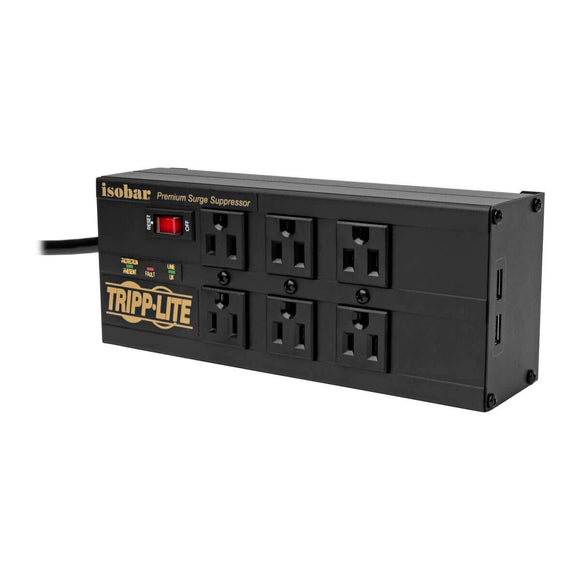 TRIPP LITE Isobar Surge Protector 6 Outlet 2 USB Charging Ports 10' Cord (IBAR6ULTRAUSBB)