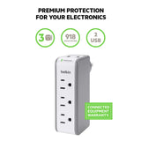 Belkin BZ103050-TVL 3-Outlet Mini Travel Swivel Charger Surge Protector with Dual USB Ports, 1-Amp/5-watt