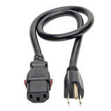 TRIPP LITE - IEC-320-C13 to NEMA 5-15P Power Cord Locking C13 Connector, 15A, 125V, 14 AWG,