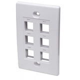 Intellinet Wall Plate Flush Mount, 6 Outlet, White