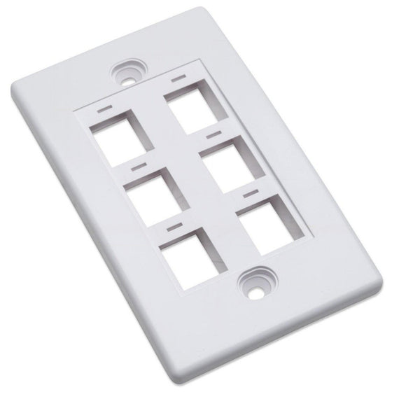 Intellinet Wall Plate Flush Mount, 6 Outlet, White