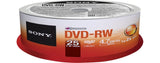 Sony 25DMW47SPM DVD-RW 2X 4.7GB Spindle Rewritable DVD, 25-Pack