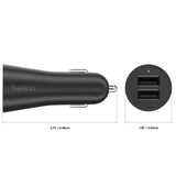 Belkin 4.8 A Dual Car Charger with Lightning Cable for iPhone 6/6S/6S Plus/7/7 Plus - Black