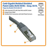 TRIPP LITE N125-050-GY, Cat-6 Gigabit Molded Shielded Patch Cable (50-Feet)