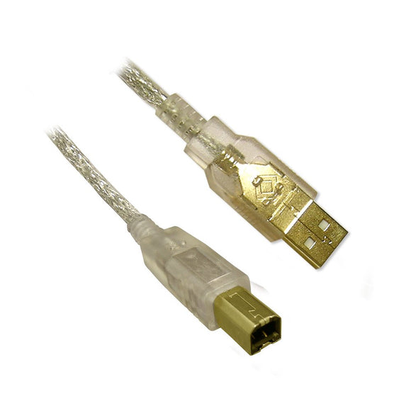 USB 2.0 AB Cable - MM, Clear, 3ft